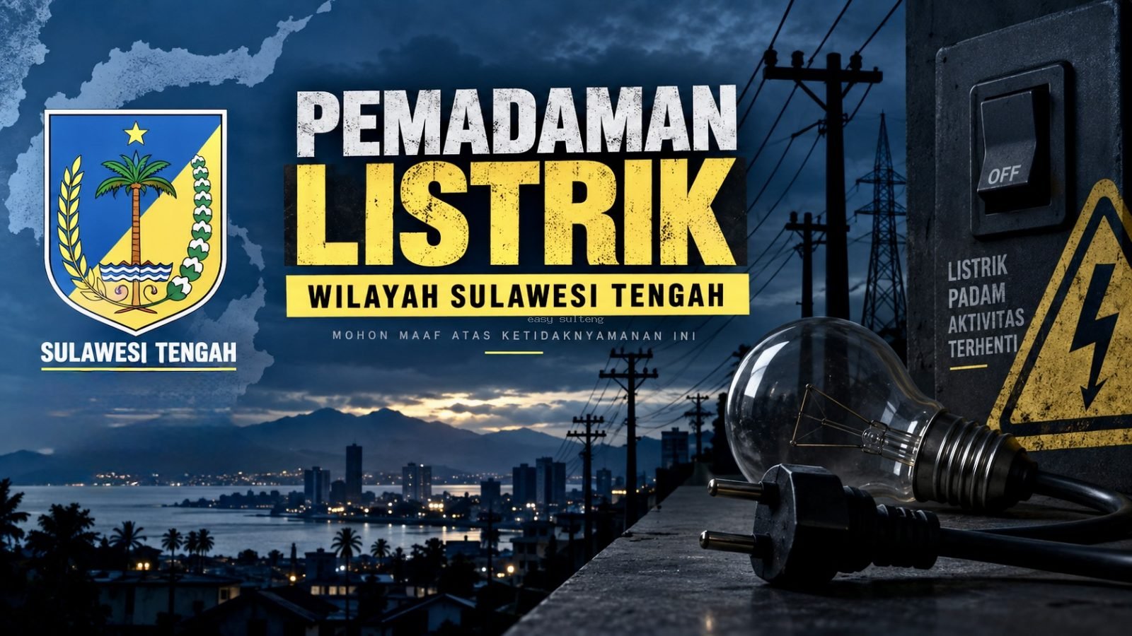 Pemadaman listrik di Kabupaten Poso.
