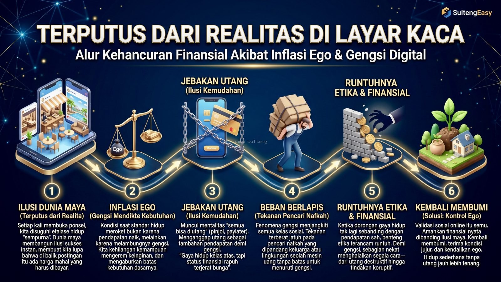 Tagihan pinjaman akibat memaksakan gaya hidup dan gengsi di media sosial.