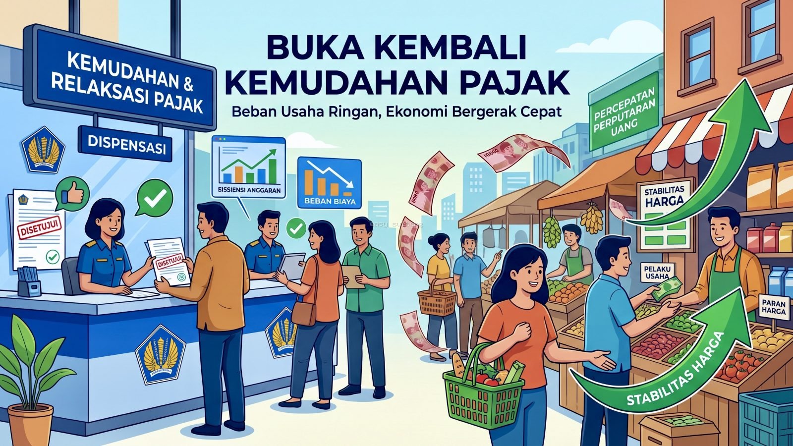 Perputaran roda ekonomi masyarakat dan pentingnya kebijakan relaksasi atau dispensasi pajak dalam menjaga stabilitas harga pasar.